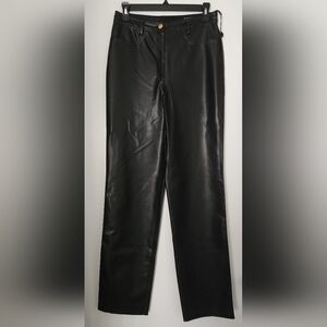 Versace Faux Leather Pants womens Size 44 US Size 27 waist Black Vintage 1996